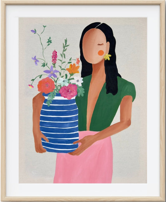 „Empowered women with a vase of flowers“ Print
