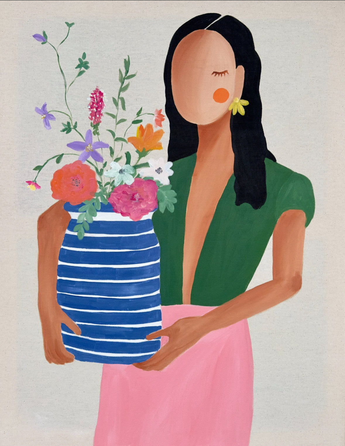 „Empowered women with a vase of flowers“ Print